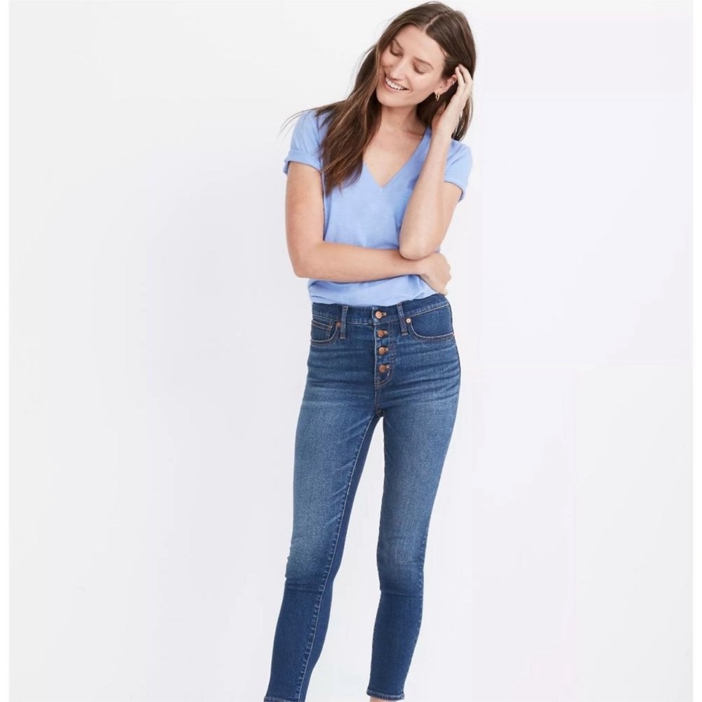 Madewell Mid-rise 9" Skinny Crop Jeans Open Fly Size 26 Denim